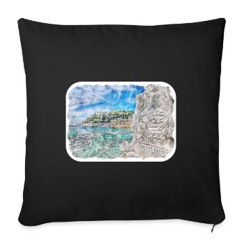 San Sebastian Spain Watercolor Sketch Illustration - Sofa pillowcase 17,3'' x 17,3'' (45 x 45 cm) - black - Front
