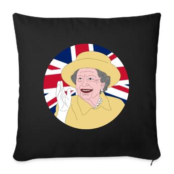 Queen Elizabeth II with British flag - Sofa pillowcase 17,3'' x 17,3'' (45 x 45 cm) - black - Front