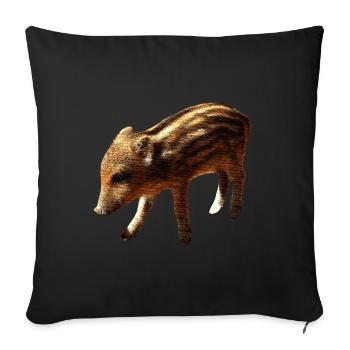 bezaubernde tiergeschenke, Frischling, Wildschwein - Sofakissenbezug 45 x 45 cm - Schwarz - Vorne