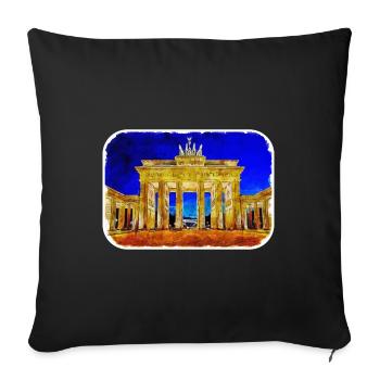 Berlin Allemagne Aquarelle Esquisse Dessinée Peinture - Housse de coussin décorative 45 x 45 cm - noir - Devant