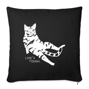 Drôle de vie de chat est difficile - Housse de coussin décorative 45 x 45 cm - noir - Devant