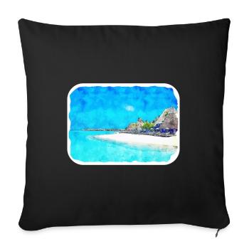 Maldives Watercolor Sketch Hand Drawn Illustration - Sofa pillowcase 17,3'' x 17,3'' (45 x 45 cm) - black - Front