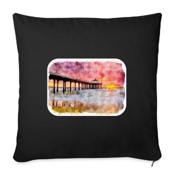 Illustration de croquis à l’aquarelle de Californie usa - Housse de coussin décorative 45 x 45 cm - noir - Devant