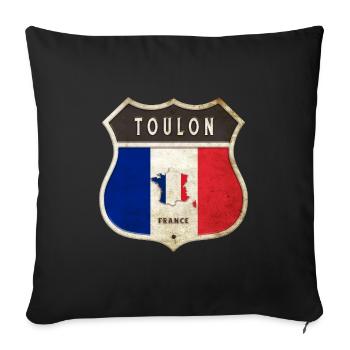 Toulon France Coat of Arms Flags Design - Sofa pillowcase 17,3'' x 17,3'' (45 x 45 cm) - black - Front