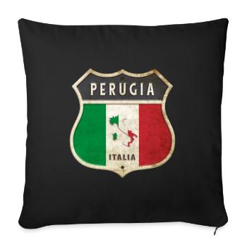 Pérouse Italie Armoiries Drapeaux Design - Housse de coussin décorative 45 x 45 cm - noir - Devant