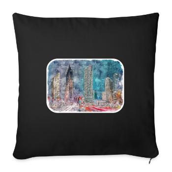 Berlin Allemagne Aquarelle Esquisse Dessinée Peinture - Housse de coussin décorative 45 x 45 cm - noir - Devant