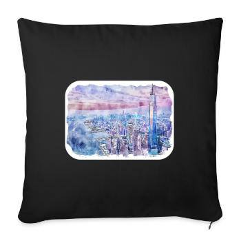 New York Usa Watercolor Sketch - Sofa pillowcase 17,3'' x 17,3'' (45 x 45 cm) - black - Front