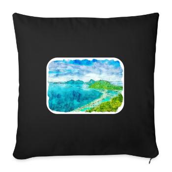 Malaisie Aquarelle Esquisse Dessinée à la Main Illustration - Housse de coussin décorative 45 x 45 cm - noir - Devant