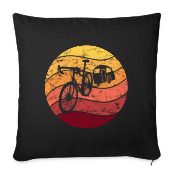Vélo Camping Vélo Camping Vintage Rétro - Housse de coussin décorative 45 x 45 cm - noir - Devant