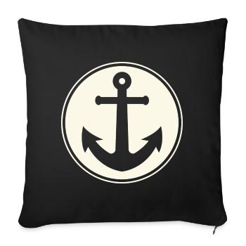 Anchor Captain Sailing Sailor - Sofa pillowcase 17,3'' x 17,3'' (45 x 45 cm) - black - Front