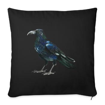 Raven crow with slightly bluish green feathers - Sofa pillowcase 17,3'' x 17,3'' (45 x 45 cm) - black - Front