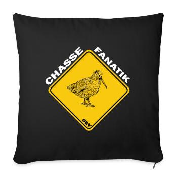 OBV – Chasse Fanatik bécasse Scolopax Rusticola - Housse de coussin décorative 45 x 45 cm - noir - Devant