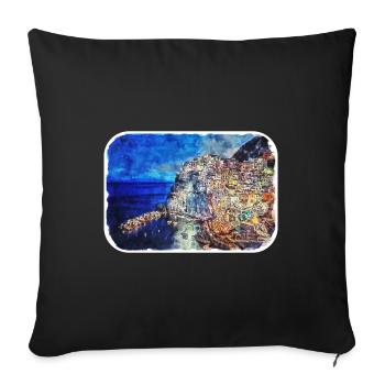 Italy Watercolor Sketch Hand Drawn Illustration - Sofa pillowcase 17,3'' x 17,3'' (45 x 45 cm) - black - Front