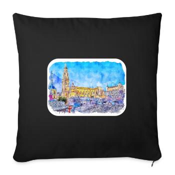 Spain Watercolor Sketch Hand Drawn Illustration - Sofa pillowcase 17,3'' x 17,3'' (45 x 45 cm) - black - Front