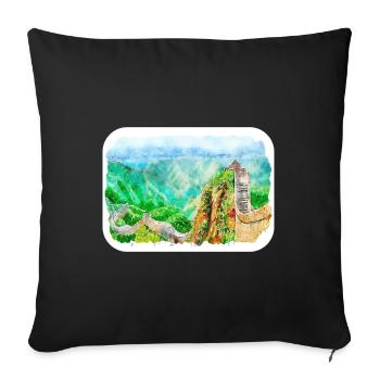 Beijing China Watercolor Sketch Drawn Drawing - Sofa pillowcase 17,3'' x 17,3'' (45 x 45 cm) - black - Front