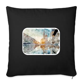 Krakau Polen Aquarell Skizze Illustration - Sofakissenbezug 45 x 45 cm - Schwarz - Vorne