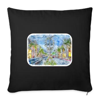 Illustration de croquis à l’aquarelle de Californie usa - Housse de coussin décorative 45 x 45 cm - noir - Devant