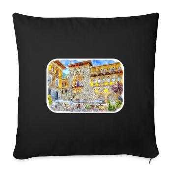 Spain Watercolor Sketch Hand Drawn Illustration - Sofa pillowcase 17,3'' x 17,3'' (45 x 45 cm) - black - Front