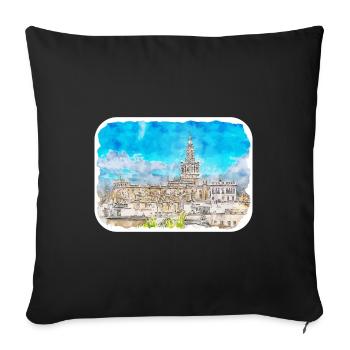 Spain Watercolor Sketch Hand Drawn Illustration - Sofa pillowcase 17,3'' x 17,3'' (45 x 45 cm) - black - Front