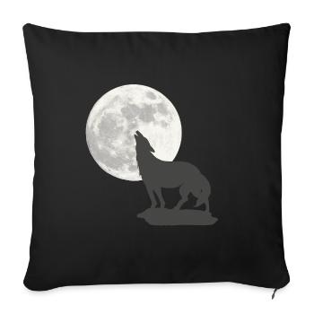 schöne wildtiermotive, Heulende Wolfsilhouette - Sofakissenbezug 45 x 45 cm - Schwarz - Vorne