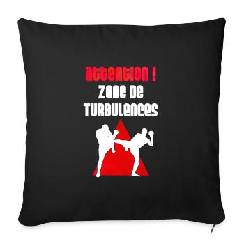 ATTENTION ! Zone de turbulences - Housse de coussin décorative 45 x 45 cm - noir - Devant