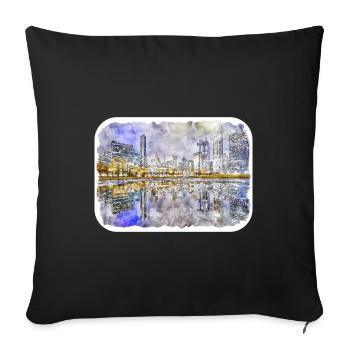 usa, aquarelle, croquis, main, dessiné, illustration - Housse de coussin décorative 45 x 45 cm - noir - Devant