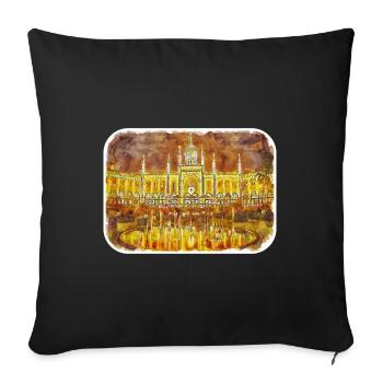 Copenhagen Denmark Watercolor Sketch Illustration - Sofa pillowcase 17,3'' x 17,3'' (45 x 45 cm) - black - Front