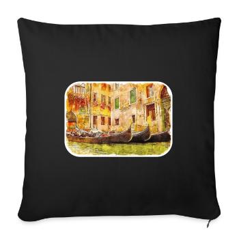 italie croquis aquarelle illustration dessinée à la main - Housse de coussin décorative 45 x 45 cm - noir - Devant