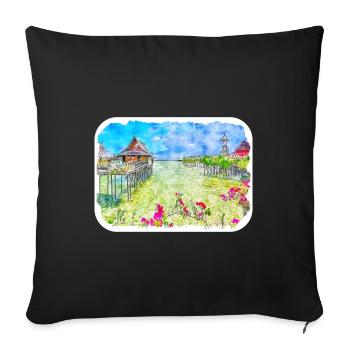 Malaisie aquarelle croquis dessinés à la main illustration - Housse de coussin décorative 45 x 45 cm - noir - Devant