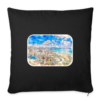 Spain Watercolor Sketch Hand Drawn Illustration - Sofa pillowcase 17,3'' x 17,3'' (45 x 45 cm) - black - Front
