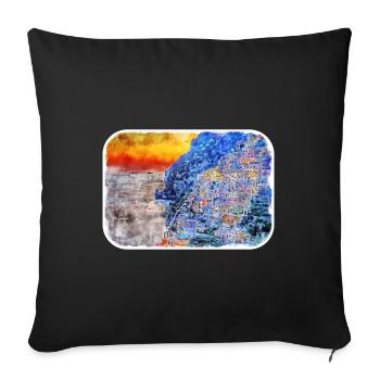 italie croquis aquarelle illustration dessinée à la main - Housse de coussin décorative 45 x 45 cm - noir - Devant