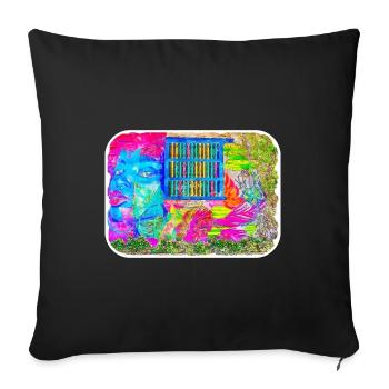 Carthagène Colombie Aquarelle Sketch Illustration - Housse de coussin décorative 45 x 45 cm - noir - Devant