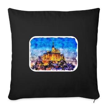France croquis aquarelle illustration dessinée à la main - Housse de coussin décorative 45 x 45 cm - noir - Devant
