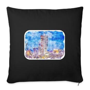 chine aquarelle croquis illustration dessinée à la main - Housse de coussin décorative 45 x 45 cm - noir - Devant
