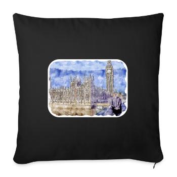 Uk Landmark Watercolor Sketch Painting Illustratio - Sofa pillowcase 17,3'' x 17,3'' (45 x 45 cm) - black - Front
