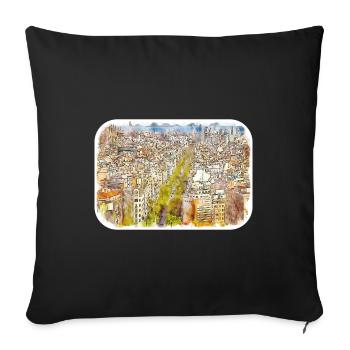 espagne aquarelle croquis illustration dessinée à la main - Housse de coussin décorative 45 x 45 cm - noir - Devant
