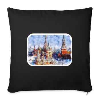 Moscow Russia Watercolor Sketch Drawn Drawing - Sofa pillowcase 17,3'' x 17,3'' (45 x 45 cm) - black - Front