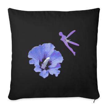 bezaubernde elfen oberteile, Hibiskusblüte - Sofakissenbezug 45 x 45 cm - Schwarz - Vorne