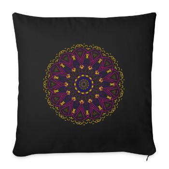 Mandala lumineux aux couleurs néon - Housse de coussin décorative 45 x 45 cm - noir - Devant