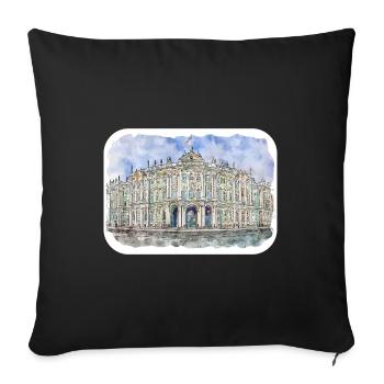 St Petersburg Russia Watercolor Sketch Drawn Paint - Sofa pillowcase 17,3'' x 17,3'' (45 x 45 cm) - black - Front