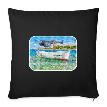 croatie, aquarelle, croquis, main, dessiné, illustration - Housse de coussin décorative 45 x 45 cm - noir - Devant
