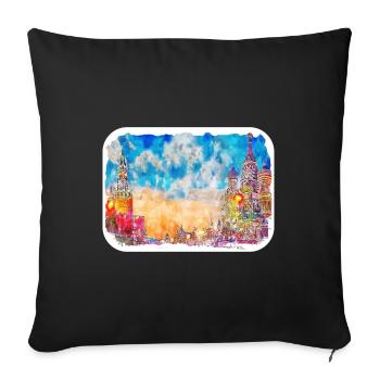 Moscow Russia Watercolor Sketch Drawn Drawing - Sofa pillowcase 17,3'' x 17,3'' (45 x 45 cm) - black - Front