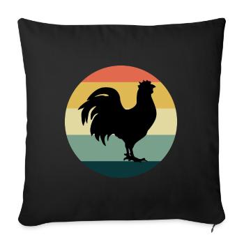 Amateur de poulet Aviateur Élevage Vintage Rétro - Housse de coussin décorative 45 x 45 cm - noir - Devant