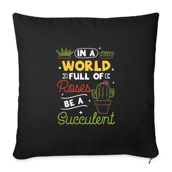 Pflanzen Plantes succulentes - Housse de coussin décorative 45 x 45 cm - noir - Devant