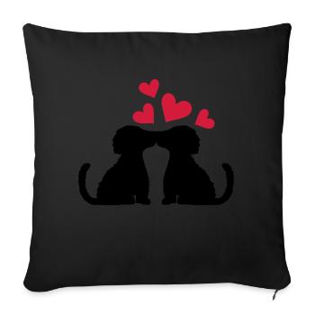 Couple embrassant des chiens amoureux - Housse de coussin décorative 45 x 45 cm - noir - Devant