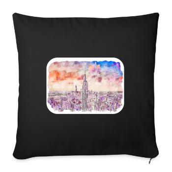 New York Usa Watercolor Sketch Drawing - Sofa pillowcase 17,3'' x 17,3'' (45 x 45 cm) - black - Front