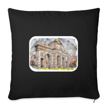 Madrid Espagne Aquarelle Esquisse Peinture Dessin - Housse de coussin décorative 45 x 45 cm - noir - Devant