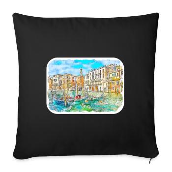 Italy Watercolor Sketch Hand Drawn Illustration - Sofa pillowcase 17,3'' x 17,3'' (45 x 45 cm) - black - Front