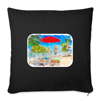 Thaïlande croquis aquarelle illustration dessinée à la main - Housse de coussin décorative 45 x 45 cm - noir - Devant