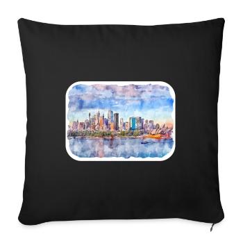 Sydney Australie Aquarelle Esquisse Dessinée Illustrat - Housse de coussin décorative 45 x 45 cm - noir - Devant